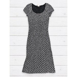 Tabloid Short Sleeve Midi Dress Textured Metallic Floral Grunge Y2K Goth Medium